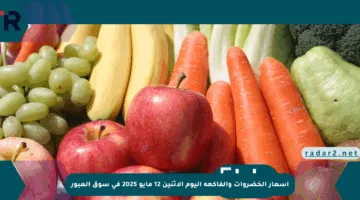 أسعار الخضروات والفاكهة اليوم الإثنين 12 مايو 2025 في سوق العبور